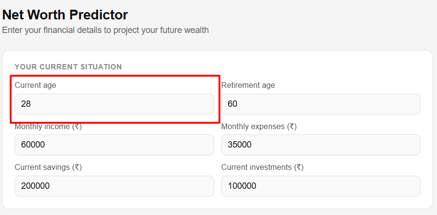 Enter Your Current Age