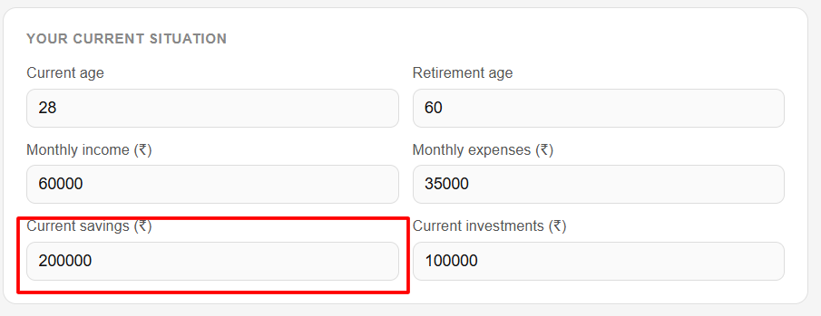 Enter Current Savings